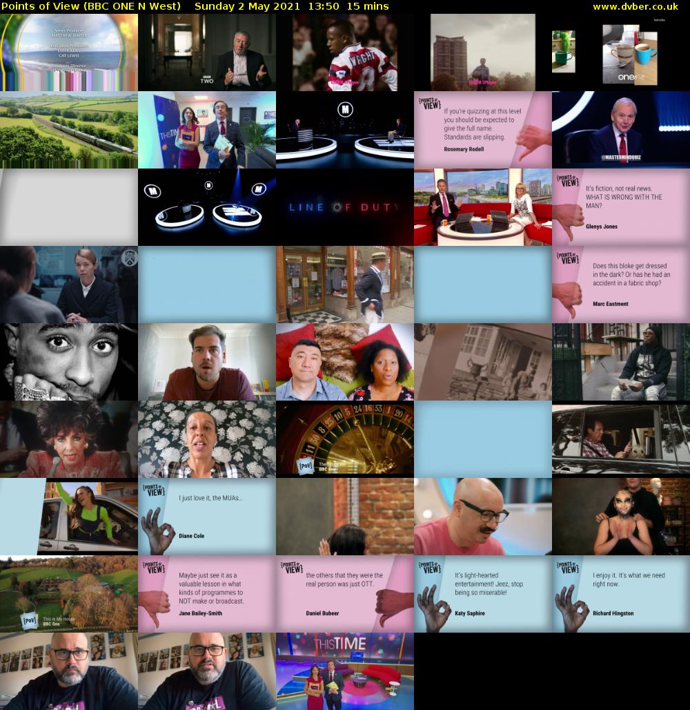 Points of View (BBC ONE N West) Sunday 2 May 2021 13:50 - 14:05