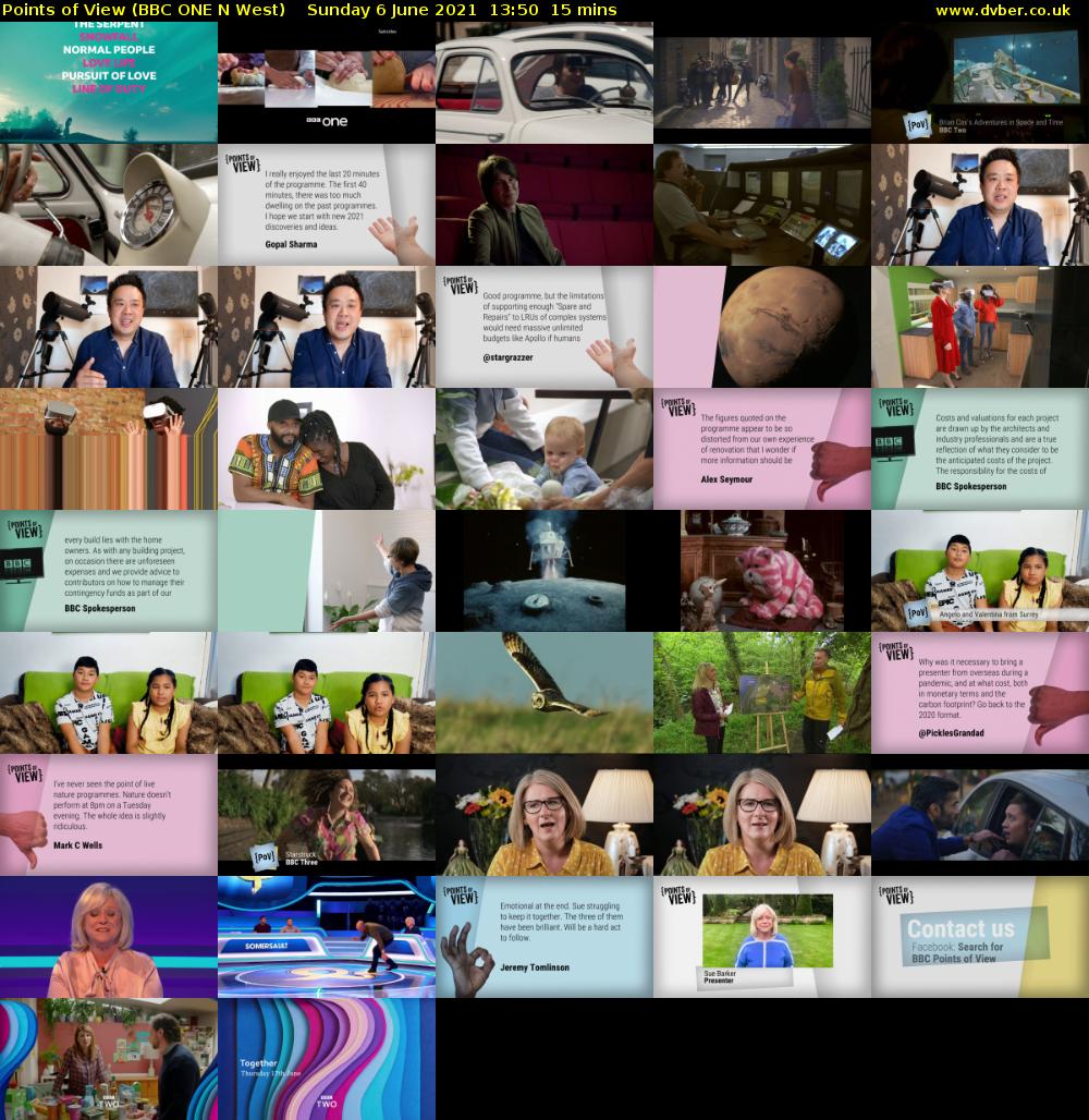 Points of View (BBC ONE N West) Sunday 6 June 2021 13:50 - 14:05