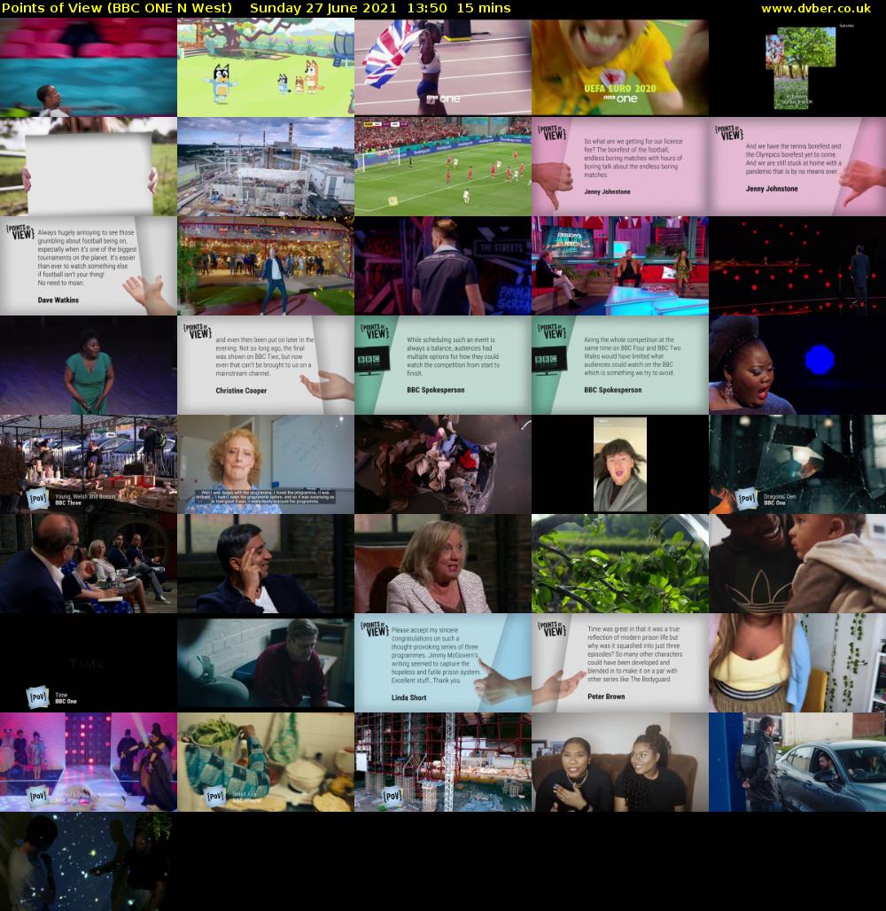 Points of View (BBC ONE N West) Sunday 27 June 2021 13:50 - 14:05