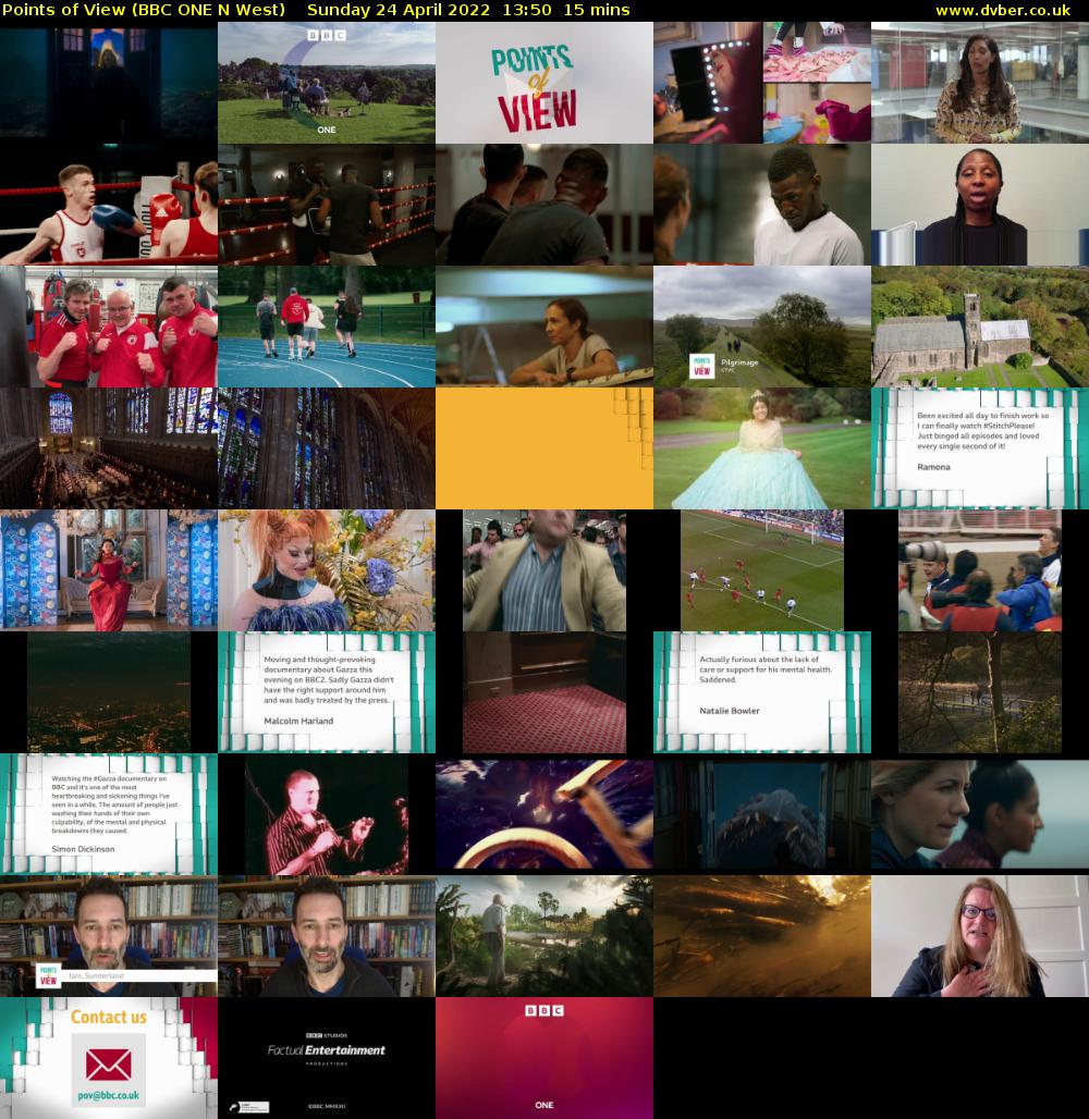 Points of View (BBC ONE N West) Sunday 24 April 2022 13:50 - 14:05