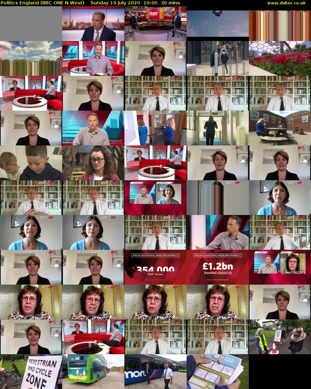 Politics England (BBC ONE N West) Sunday 19 July 2020 10:00 - 10:30