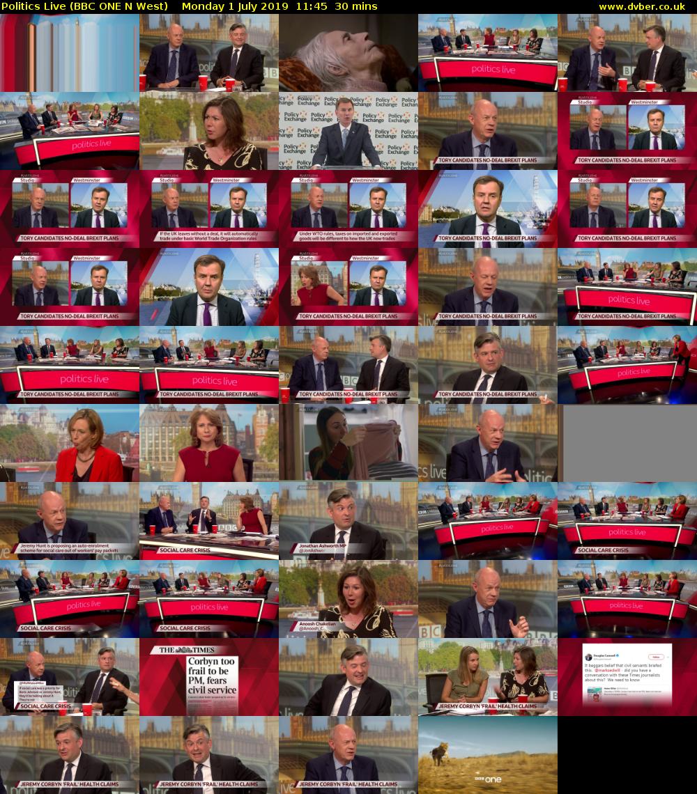 Politics Live (BBC ONE N West) Monday 1 July 2019 11:45 - 12:15