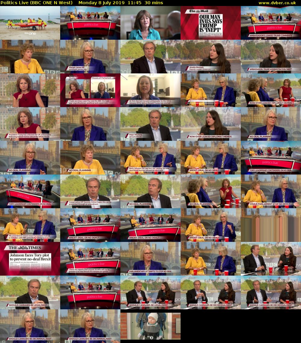 Politics Live (BBC ONE N West) Monday 8 July 2019 11:45 - 12:15
