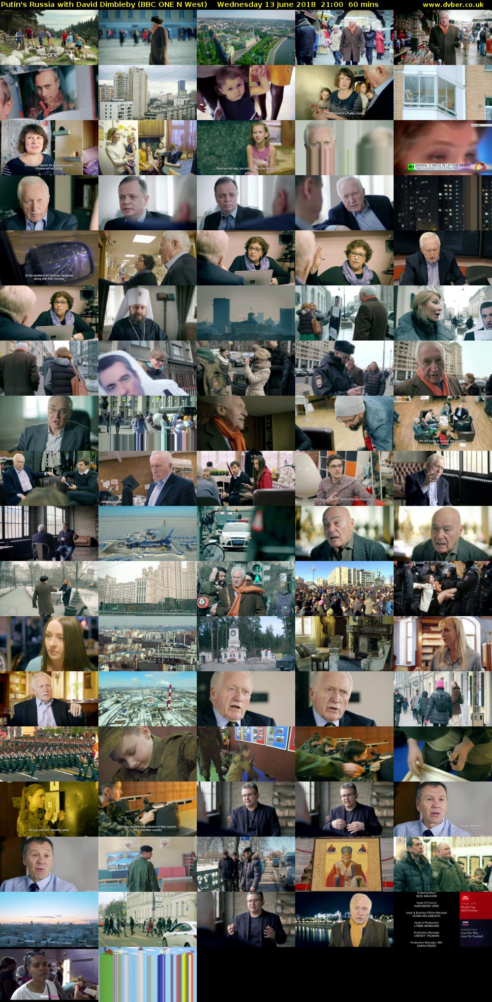 Putin's Russia with David Dimbleby (BBC ONE N West) Wednesday 13 June 2018 21:00 - 22:00
