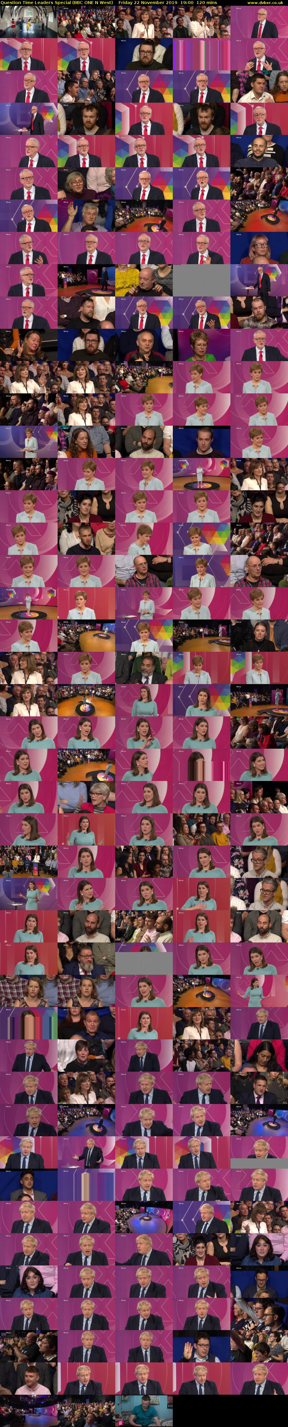 Question Time Leaders Special (BBC ONE N West) Friday 22 November 2019 19:00 - 21:00