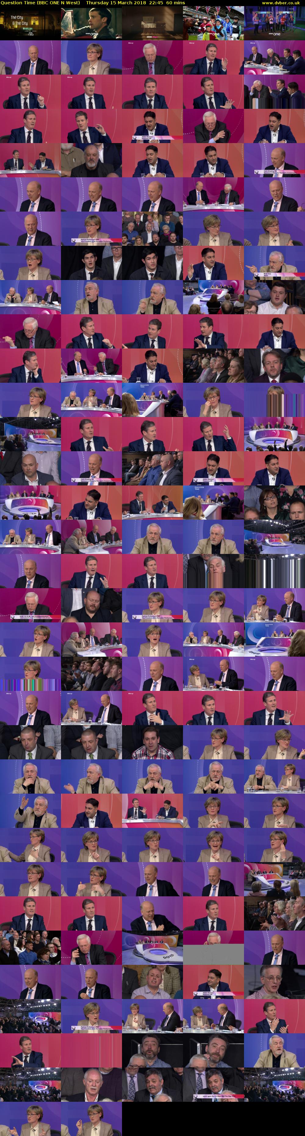 Question Time (BBC ONE N West) Thursday 15 March 2018 22:45 - 23:45