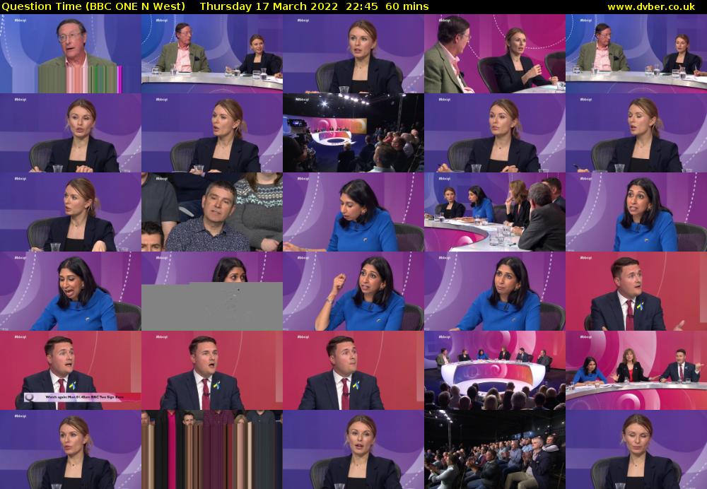 Question Time (BBC ONE N West) Thursday 17 March 2022 22:45 - 23:45