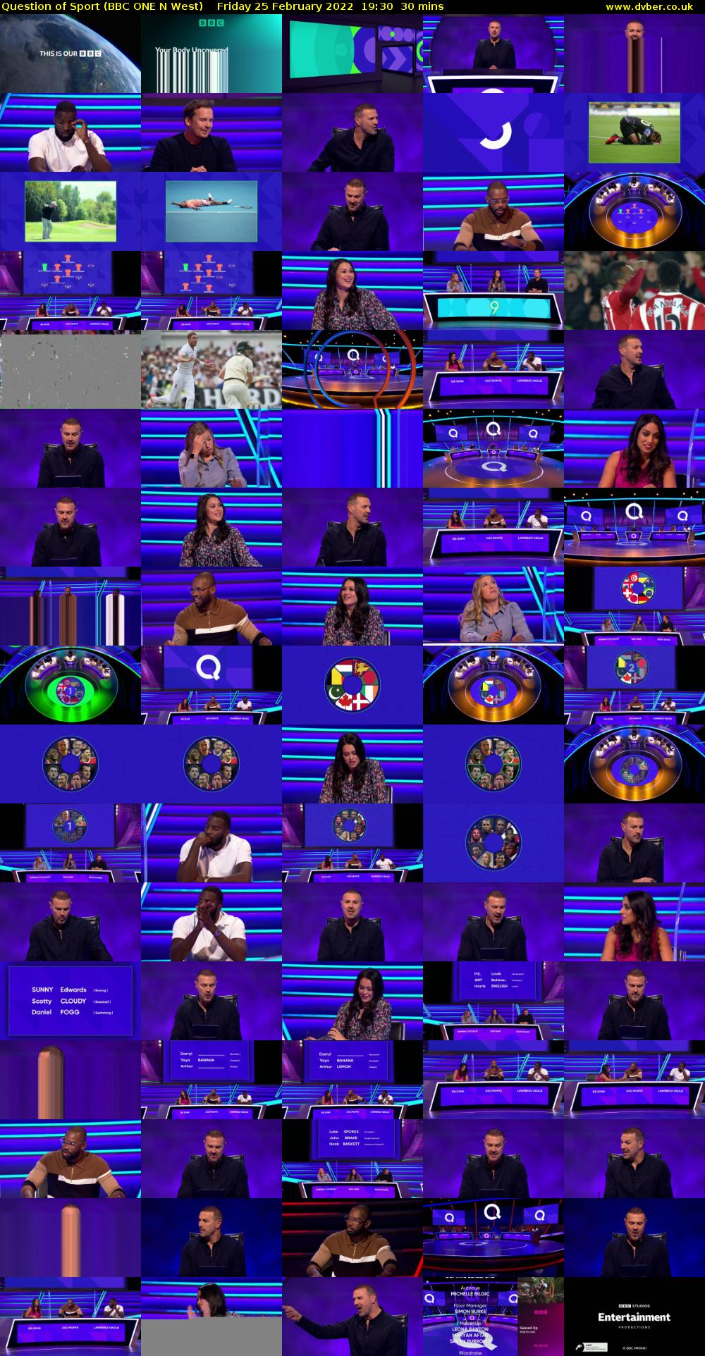 Question of Sport (BBC ONE N West) Friday 25 February 2022 19:30 - 20:00