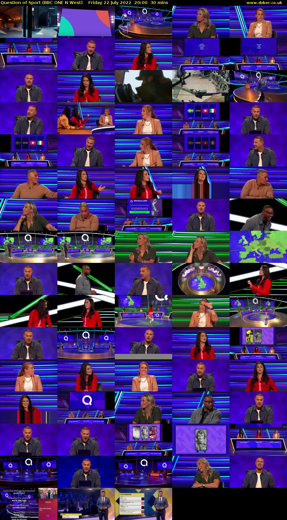 Question of Sport (BBC ONE N West) Friday 22 July 2022 20:00 - 20:30