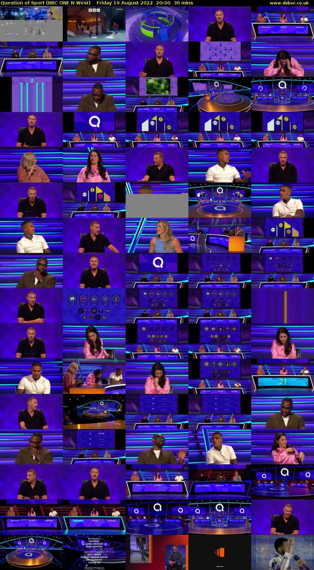 Question of Sport (BBC ONE N West) Friday 19 August 2022 20:00 - 20:30