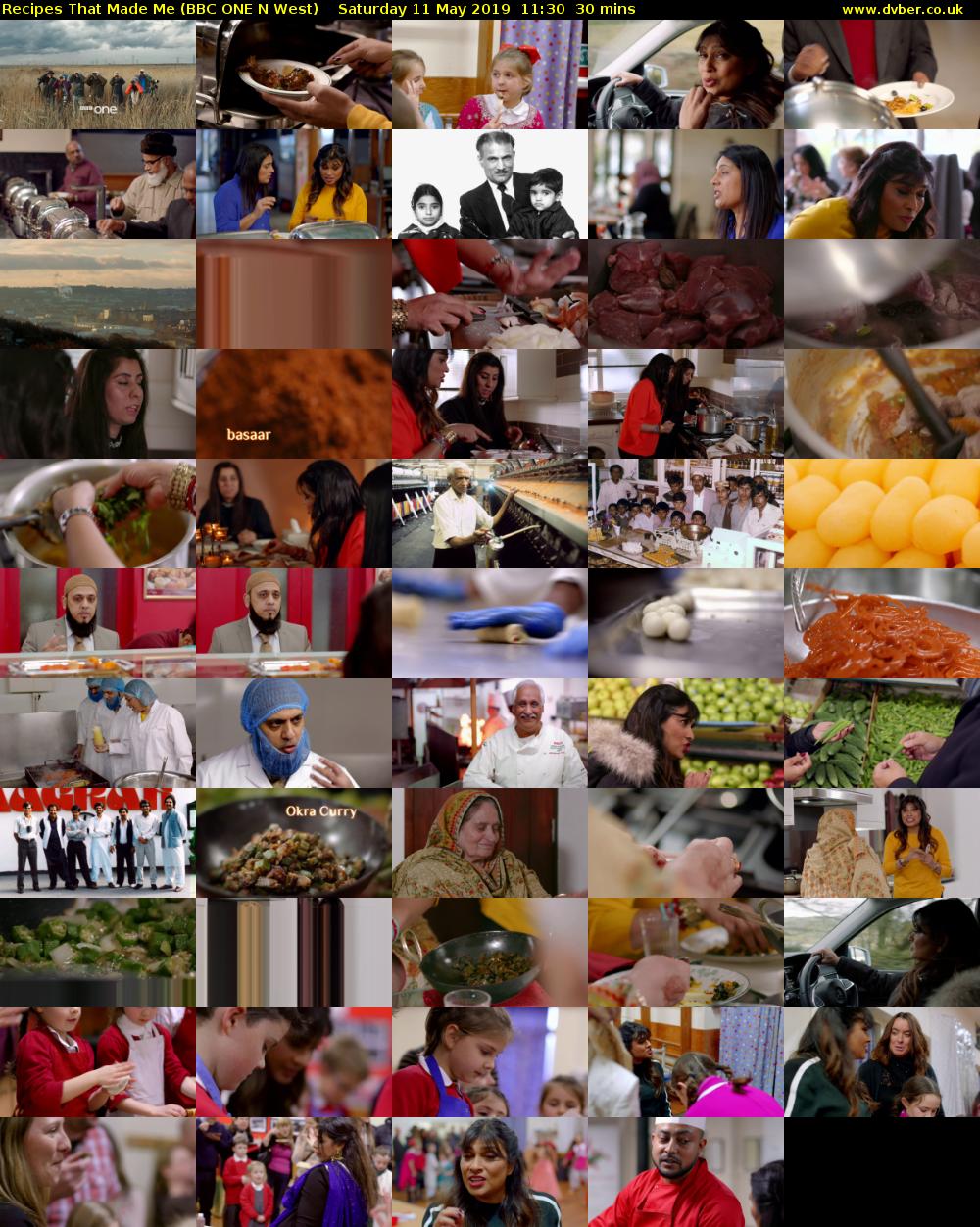 Recipes That Made Me (BBC ONE N West) Saturday 11 May 2019 11:30 - 12:00