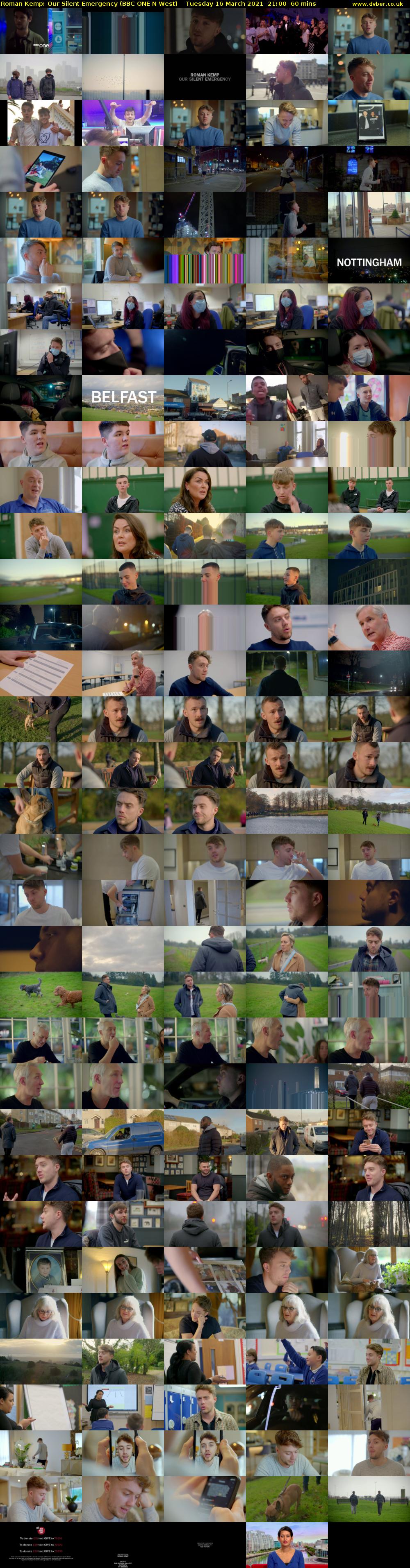 Roman Kemp: Our Silent Emergency (BBC ONE N West) Tuesday 16 March 2021 21:00 - 22:00