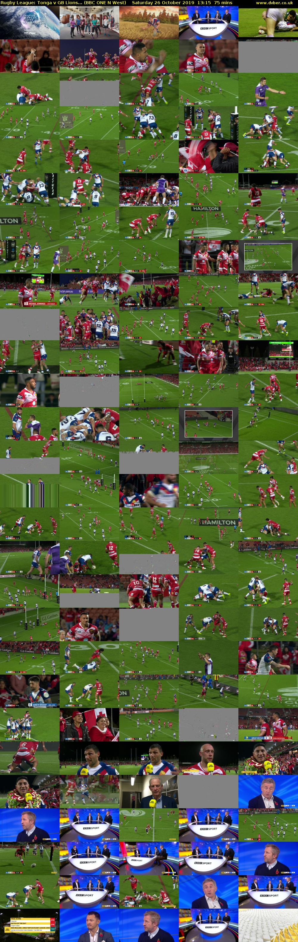 Rugby League: Tonga v GB Lions... (BBC ONE N West) Saturday 26 October 2019 13:15 - 14:30