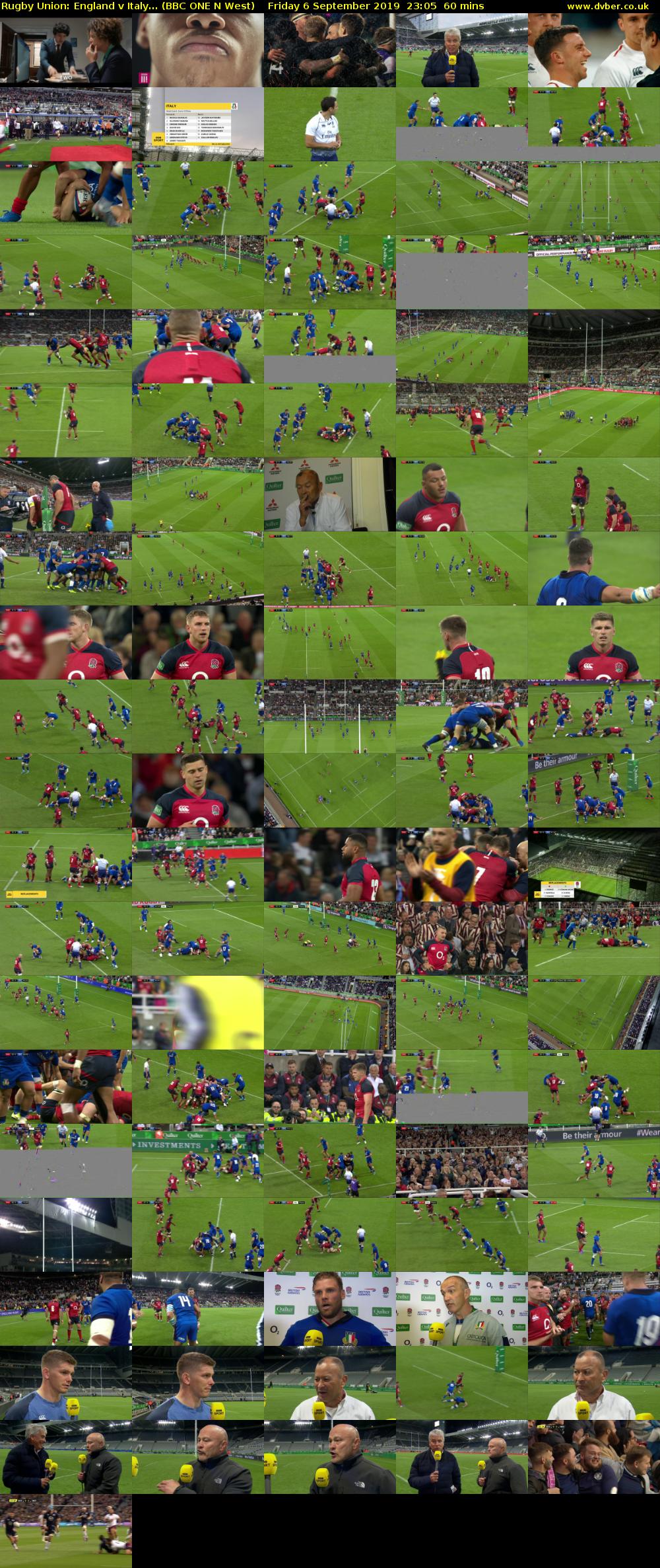 Rugby Union: England v Italy... (BBC ONE N West) Friday 6 September 2019 23:05 - 00:05