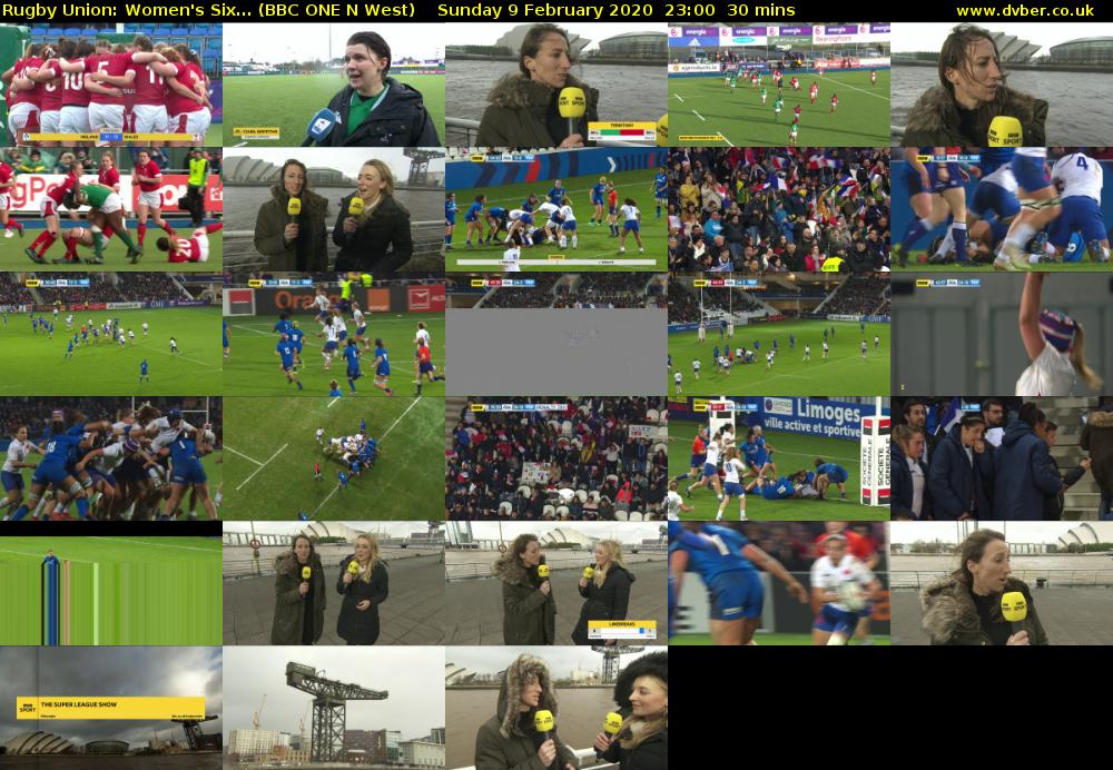 Rugby Union: Women's Six... (BBC ONE N West) Sunday 9 February 2020 23:00 - 23:30