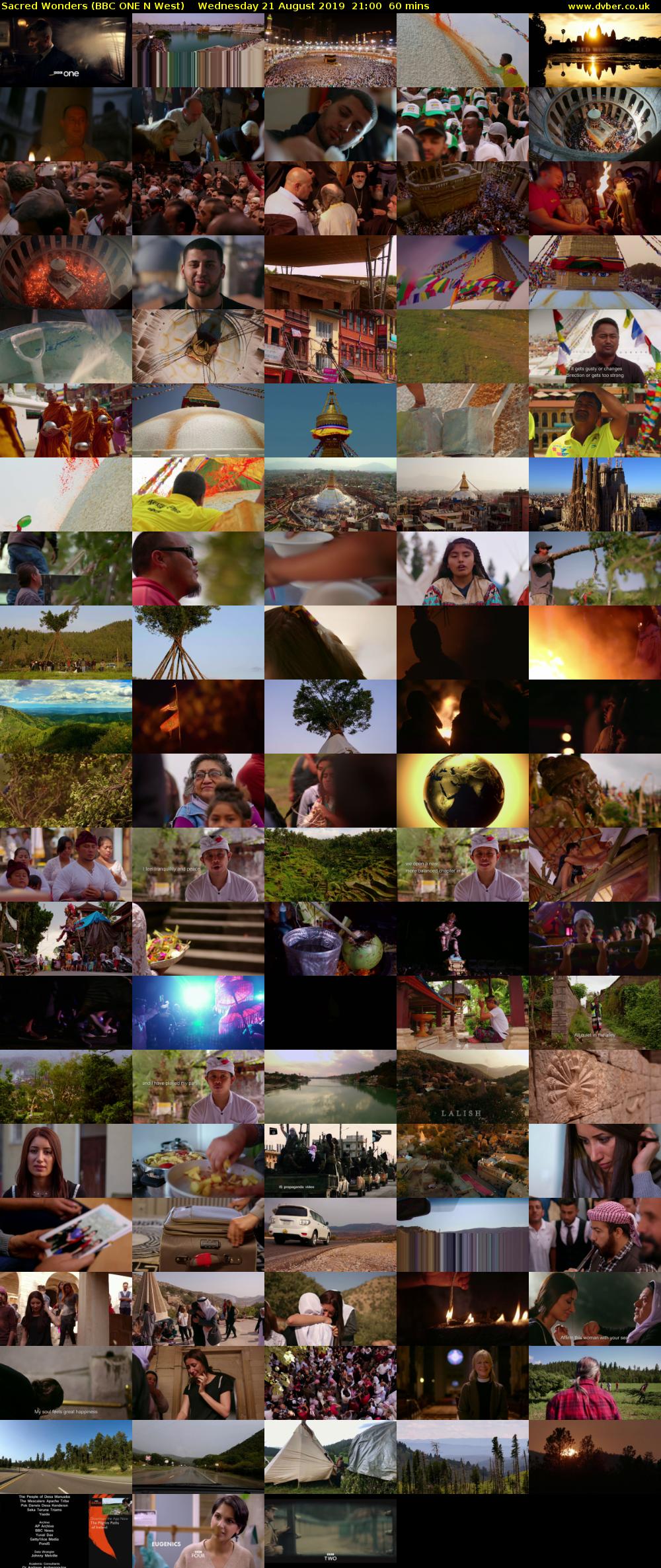 Sacred Wonders (BBC ONE N West) Wednesday 21 August 2019 21:00 - 22:00
