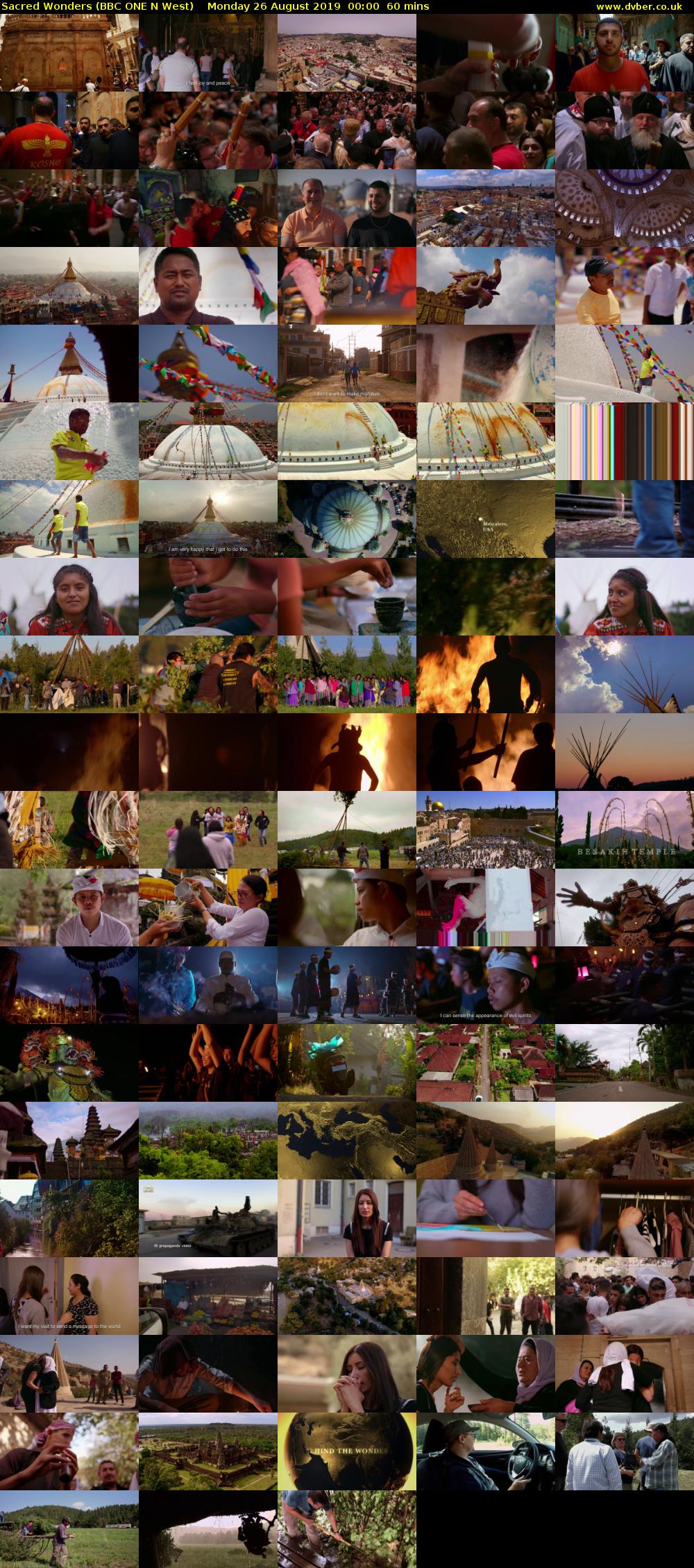 Sacred Wonders (BBC ONE N West) Monday 26 August 2019 00:00 - 01:00