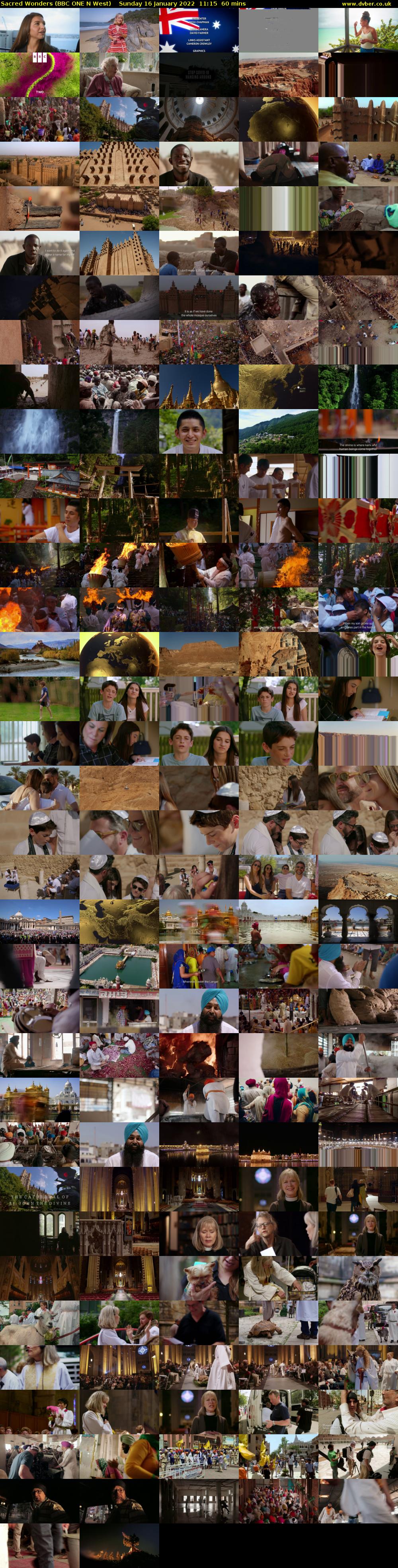 Sacred Wonders (BBC ONE N West) Sunday 16 January 2022 11:15 - 12:15