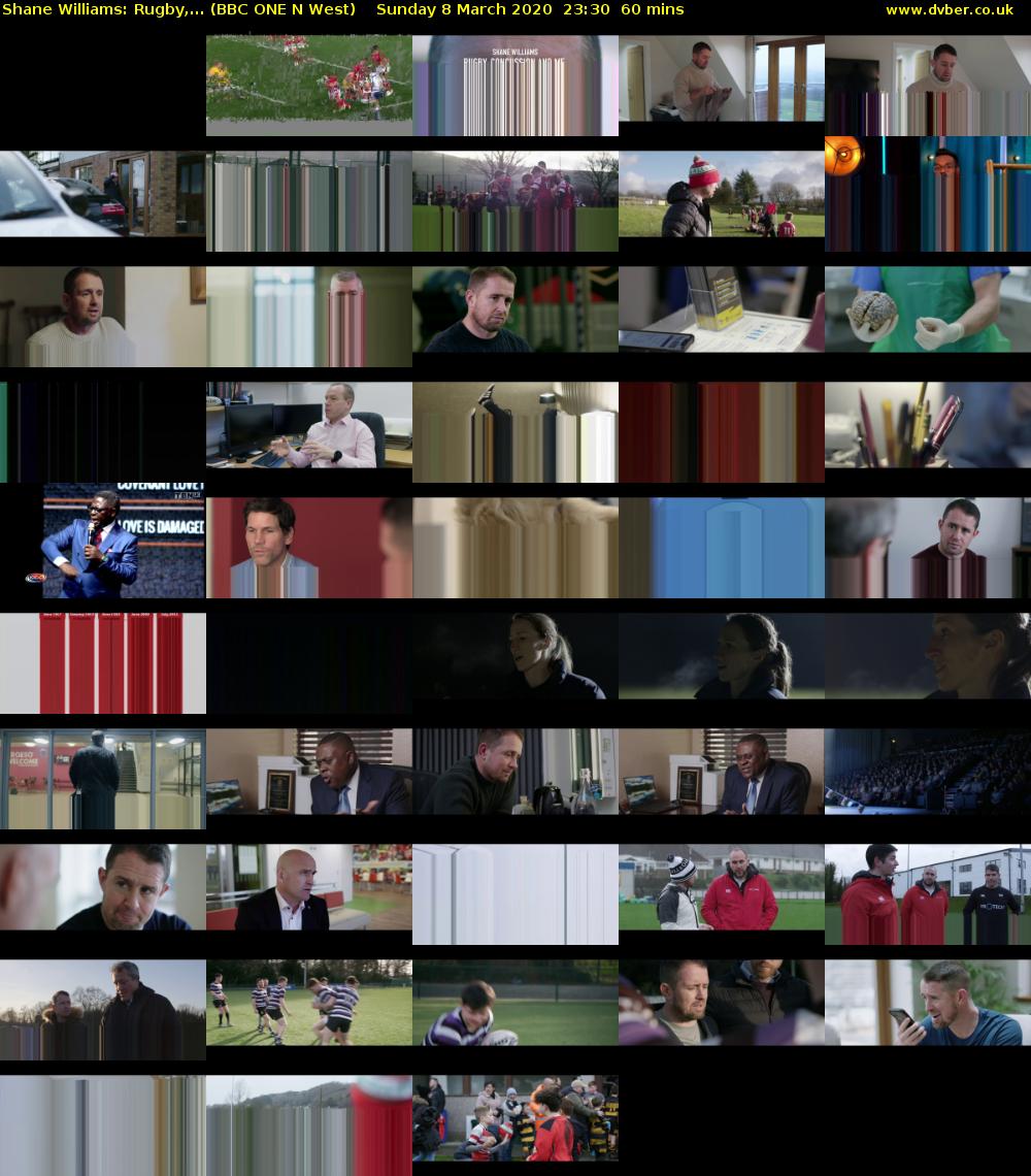 Shane Williams: Rugby,... (BBC ONE N West) Sunday 8 March 2020 23:30 - 00:30