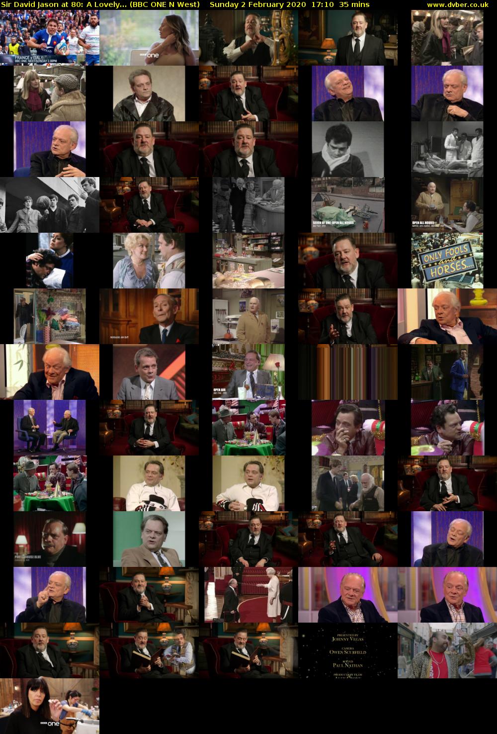 Sir David Jason at 80: A Lovely... (BBC ONE N West) Sunday 2 February 2020 17:10 - 17:45