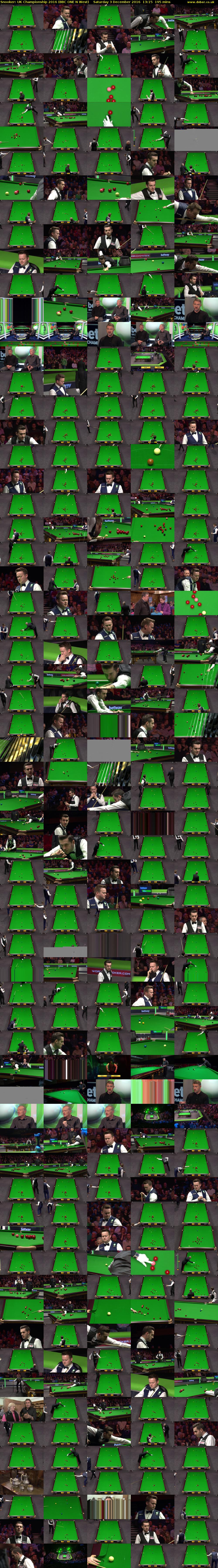 Snooker: UK Championship 2016 (BBC ONE N West) Saturday 3 December 2016 13:15 - 16:30