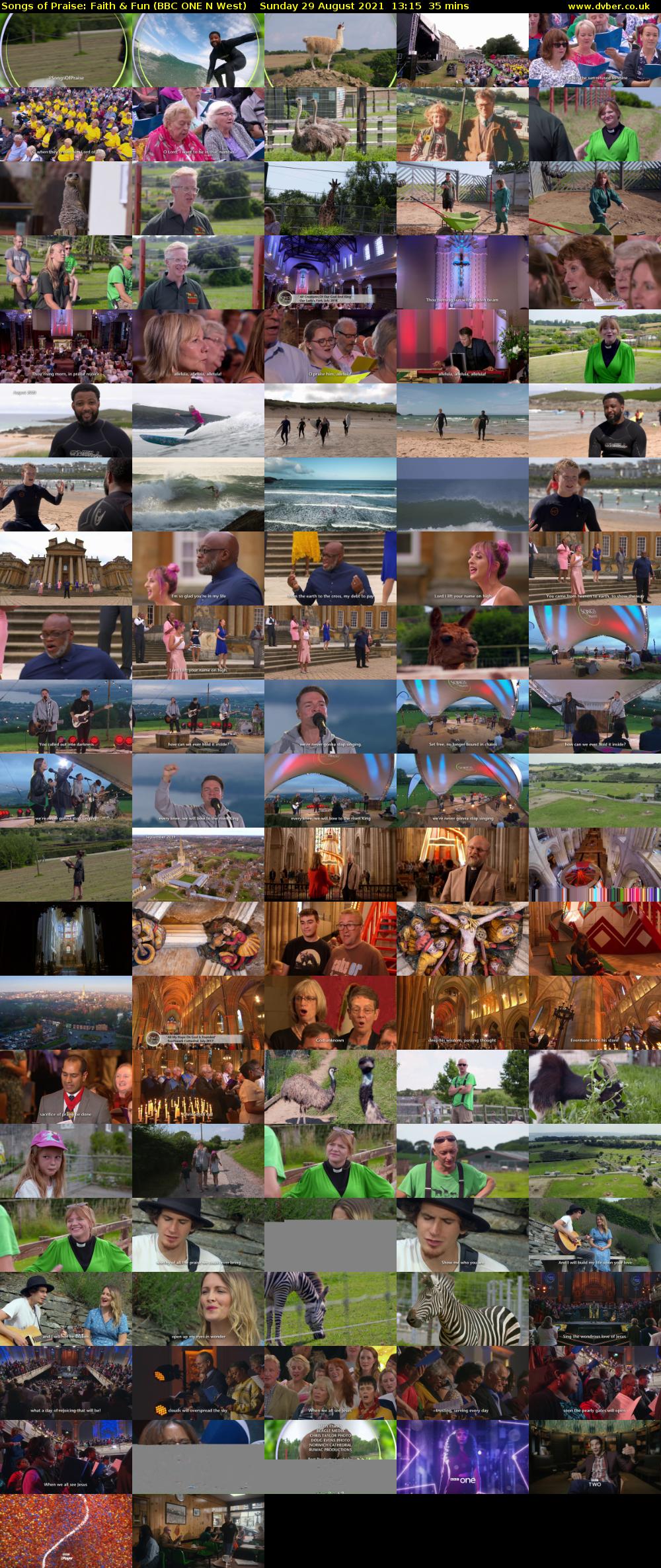 Songs of Praise: Faith & Fun (BBC ONE N West) Sunday 29 August 2021 13:15 - 13:50