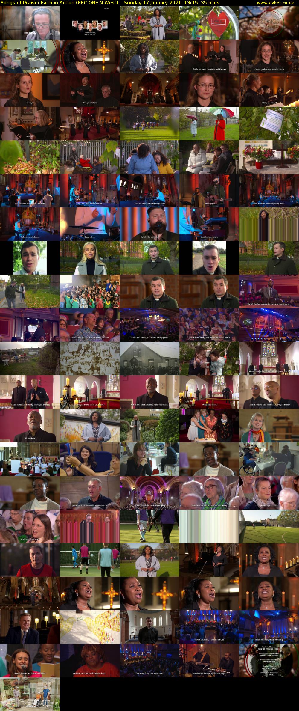 Songs of Praise: Faith in Action (BBC ONE N West) Sunday 17 January 2021 13:15 - 13:50