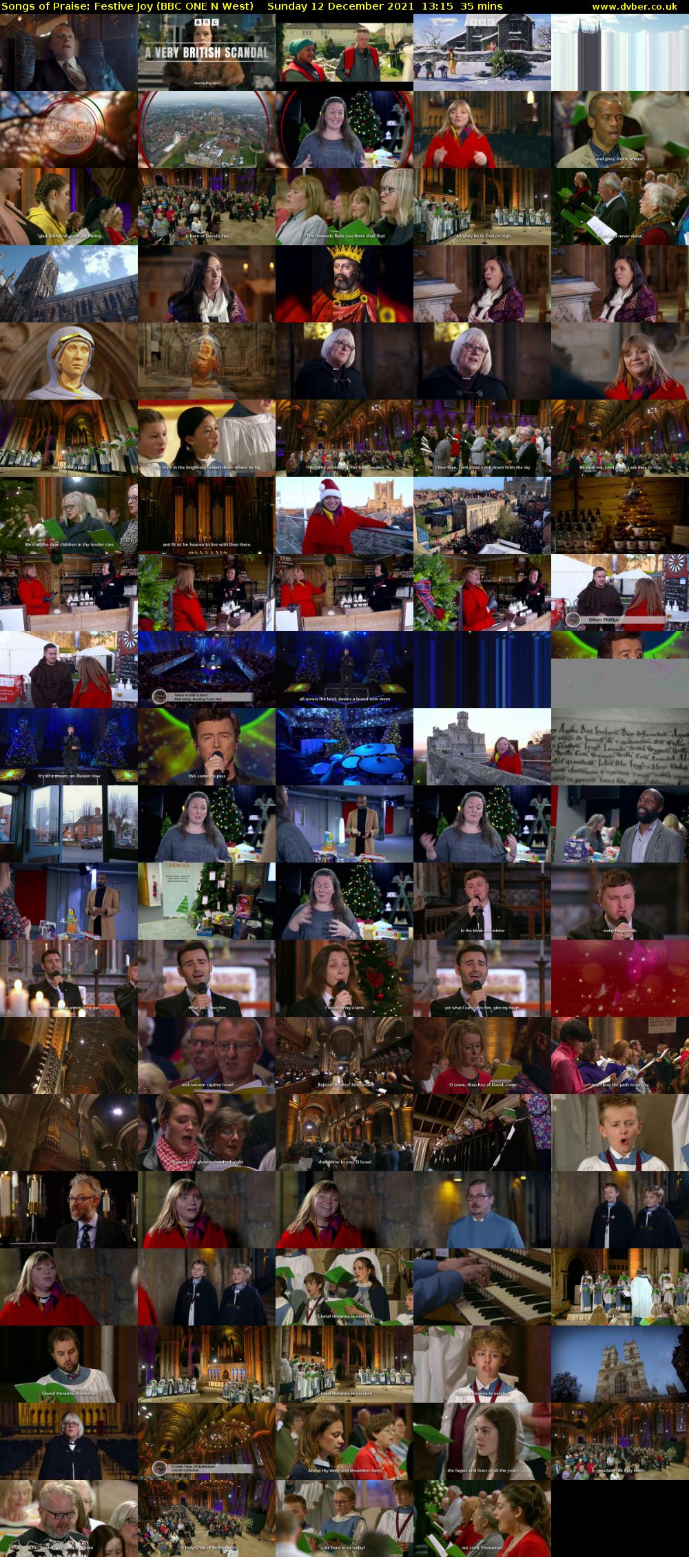 Songs of Praise: Festive Joy (BBC ONE N West) Sunday 12 December 2021 13:15 - 13:50