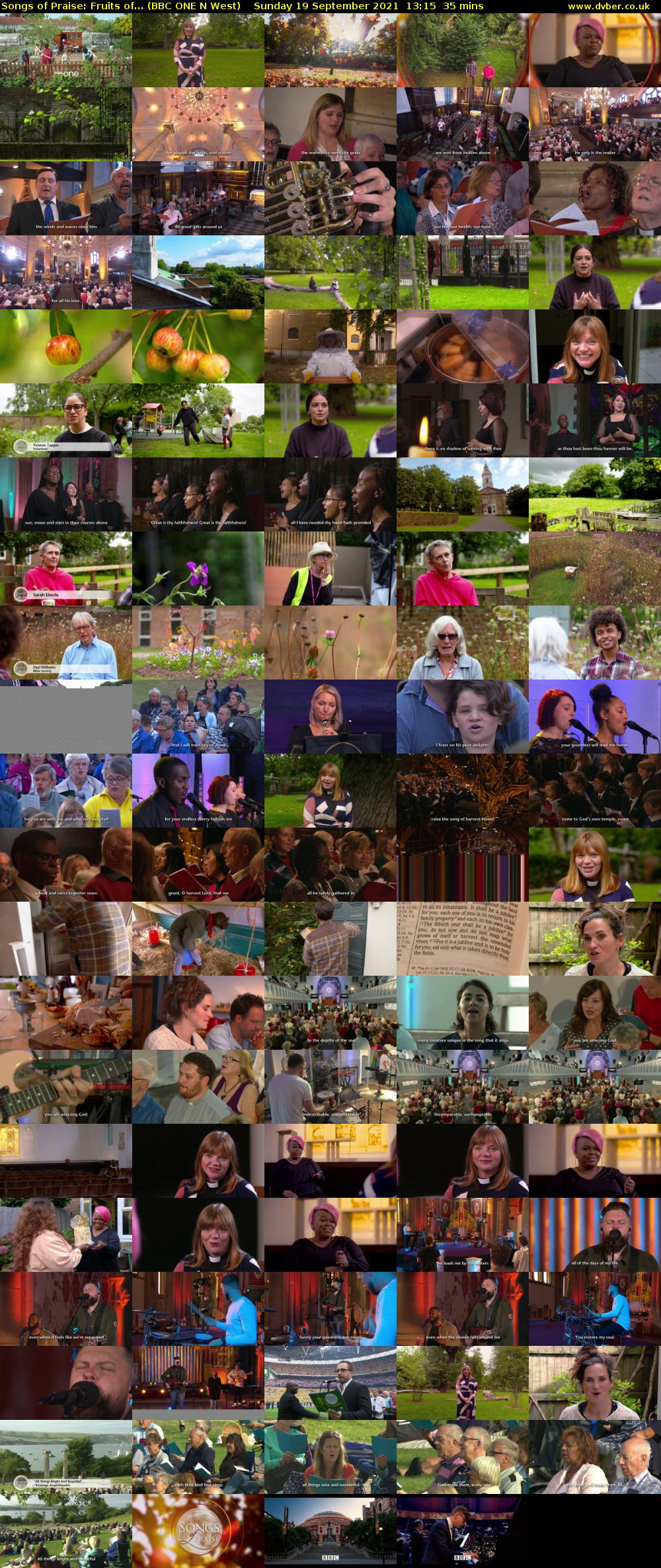 Songs of Praise: Fruits of... (BBC ONE N West) Sunday 19 September 2021 13:15 - 13:50
