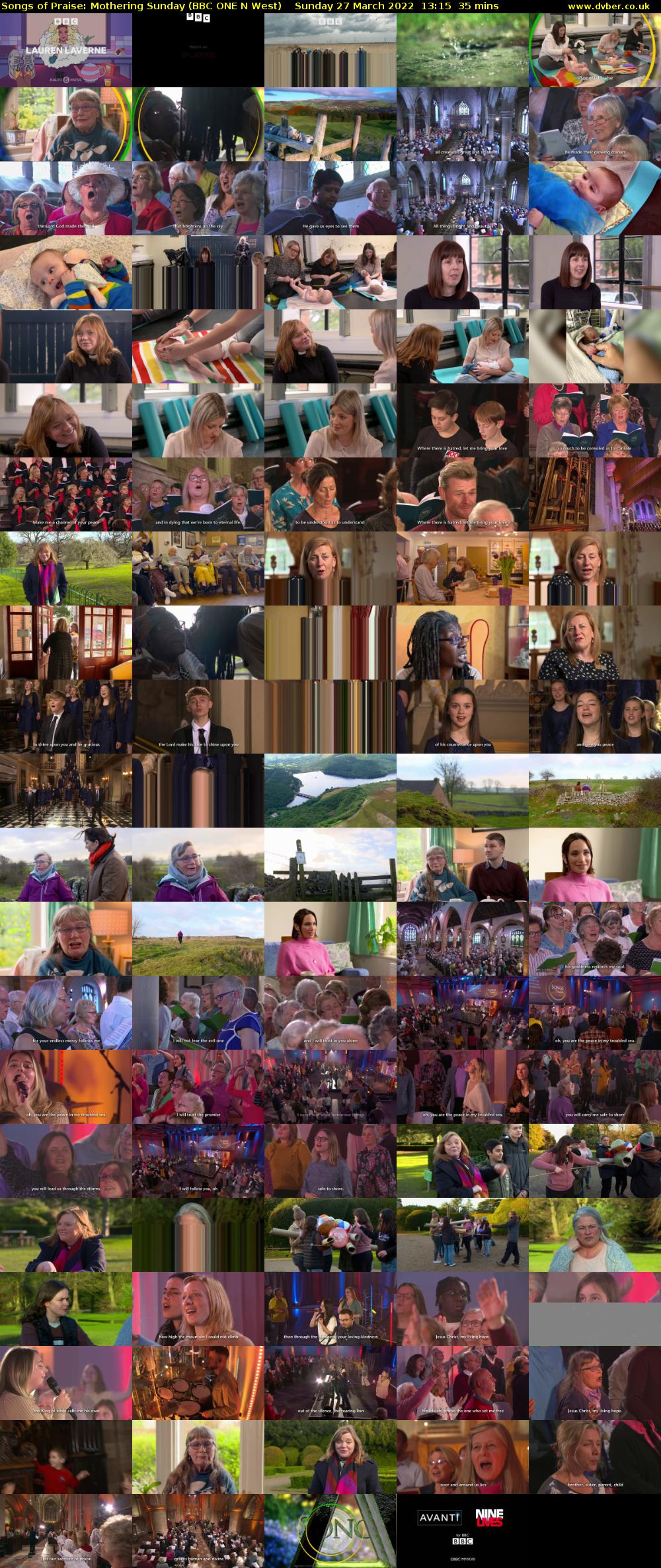 Songs of Praise: Mothering Sunday (BBC ONE N West) Sunday 27 March 2022 13:15 - 13:50