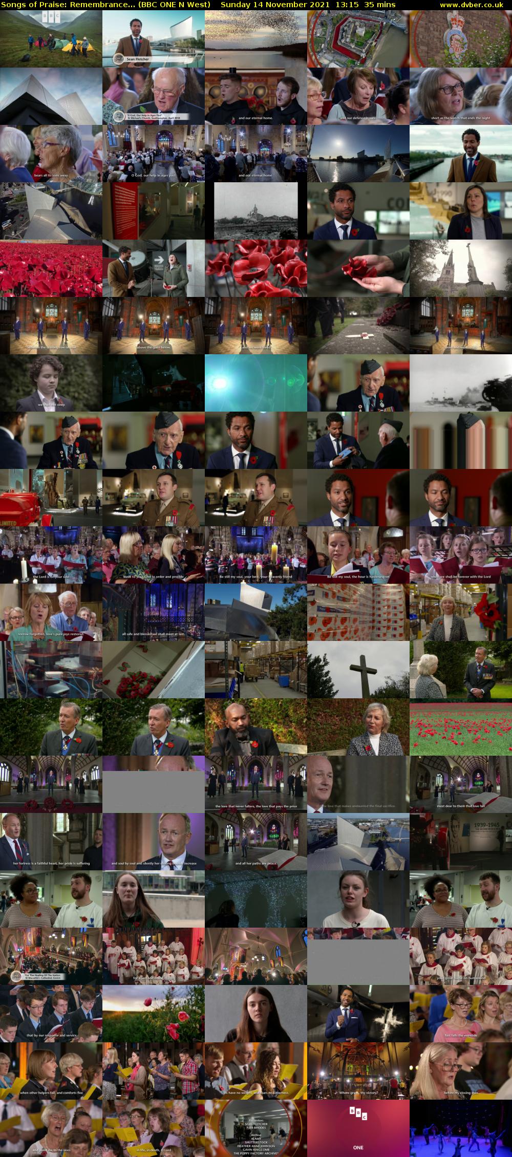 Songs of Praise: Remembrance... (BBC ONE N West) Sunday 14 November 2021 13:15 - 13:50