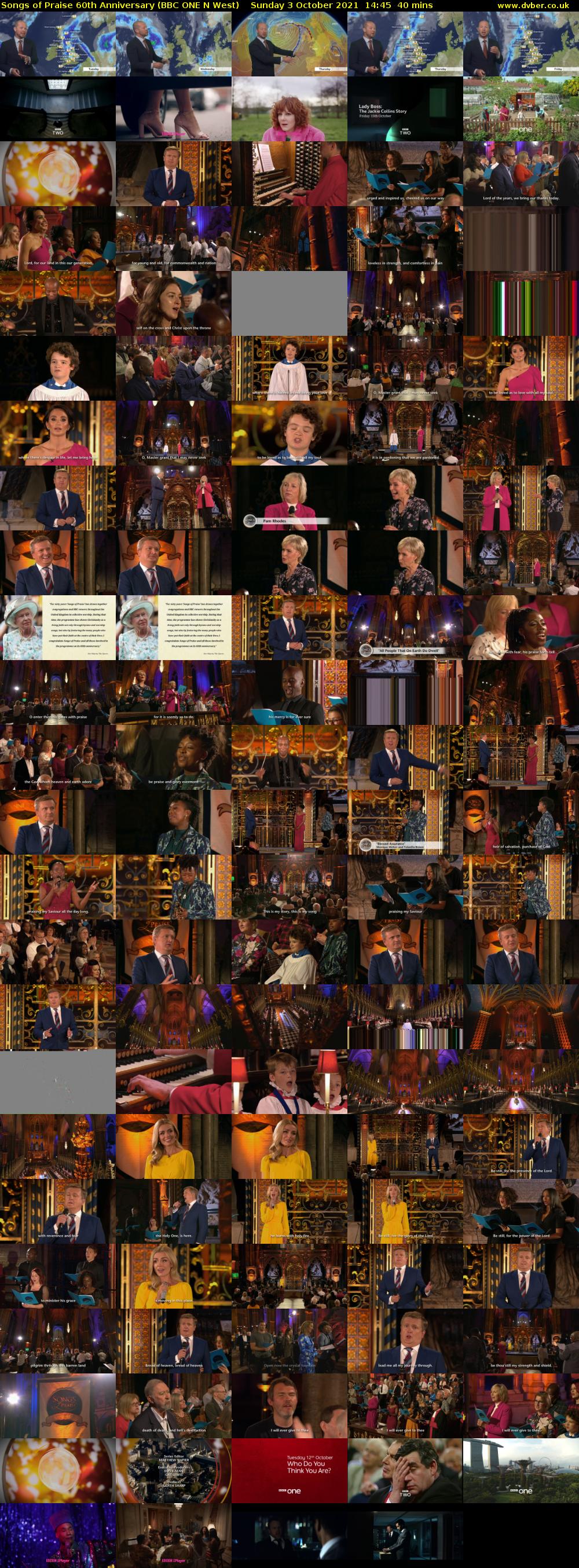 Songs of Praise 60th Anniversary (BBC ONE N West) Sunday 3 October 2021 14:45 - 15:25