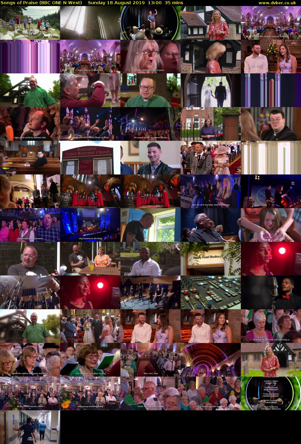 Songs of Praise (BBC ONE N West) Sunday 18 August 2019 13:00 - 13:35