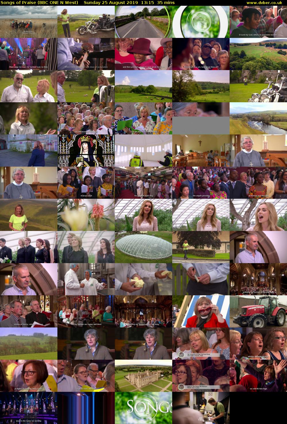 Songs of Praise (BBC ONE N West) Sunday 25 August 2019 13:15 - 13:50