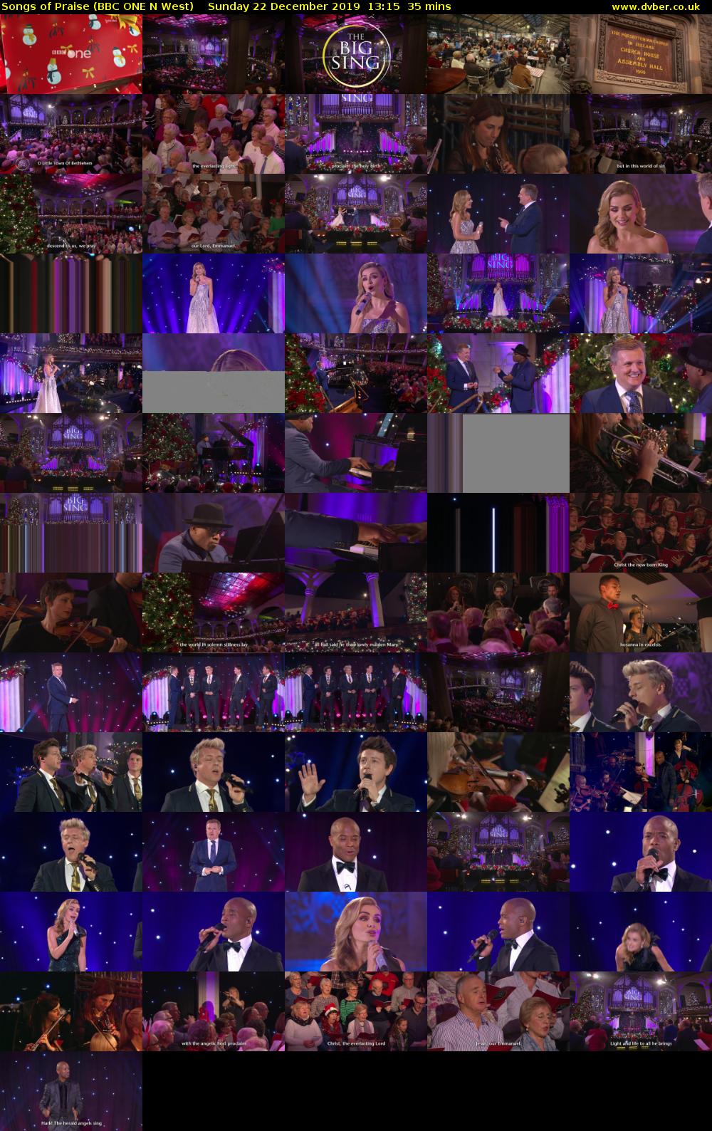 Songs of Praise (BBC ONE N West) Sunday 22 December 2019 13:15 - 13:50