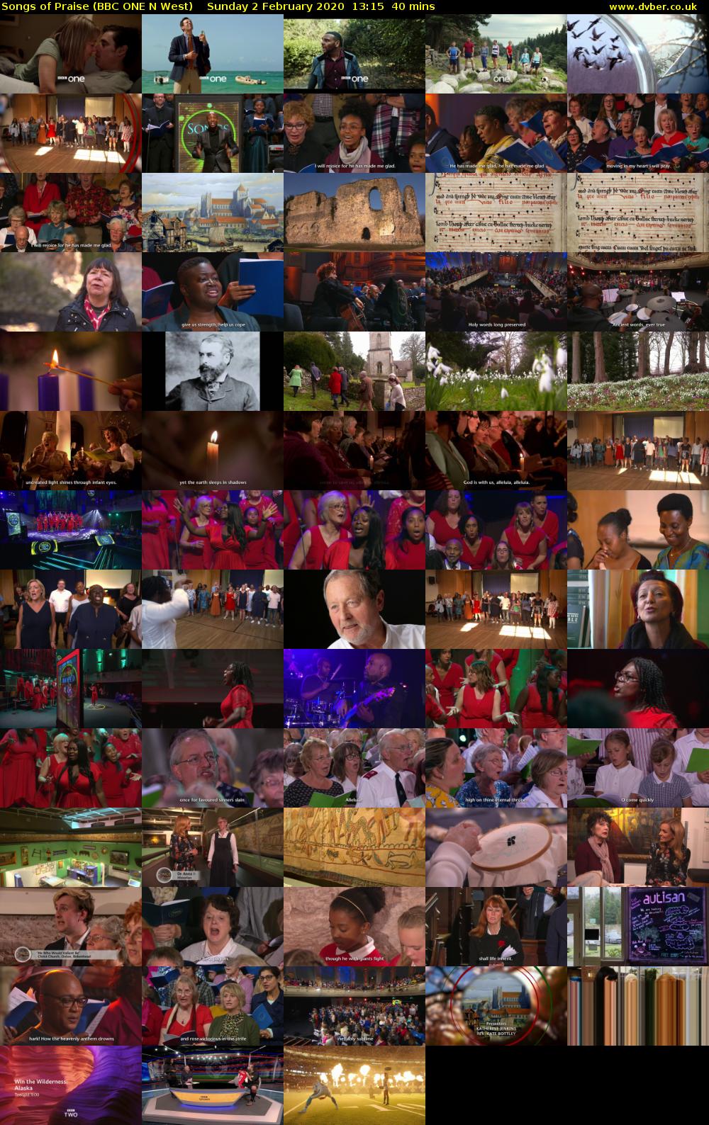 Songs of Praise (BBC ONE N West) Sunday 2 February 2020 13:15 - 13:55
