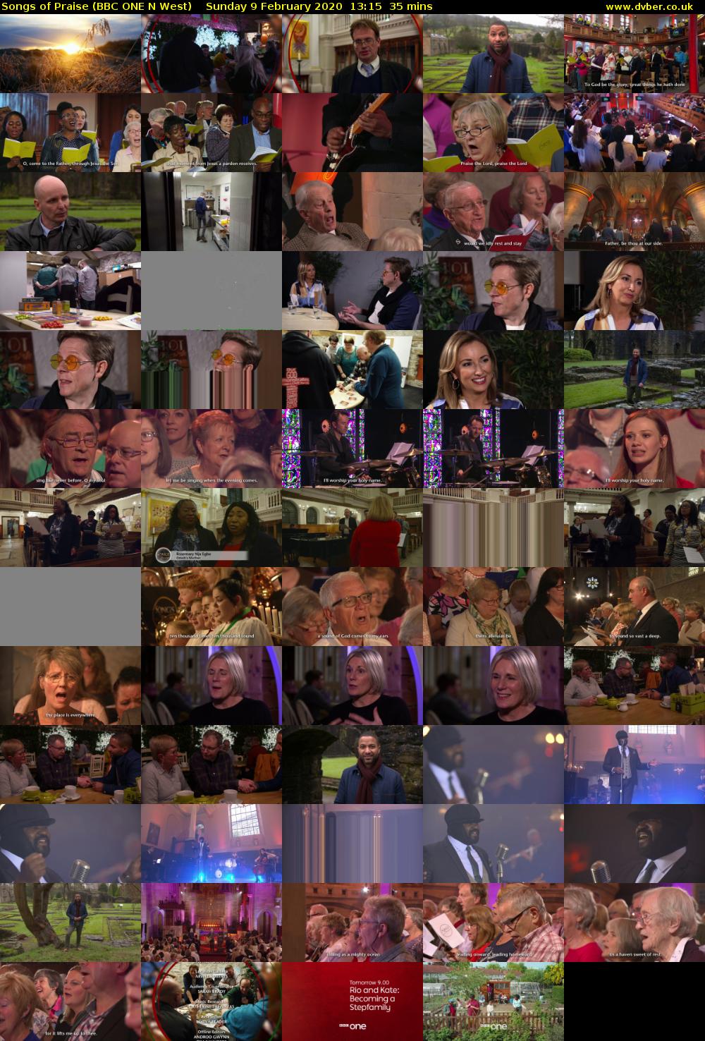 Songs of Praise (BBC ONE N West) Sunday 9 February 2020 13:15 - 13:50
