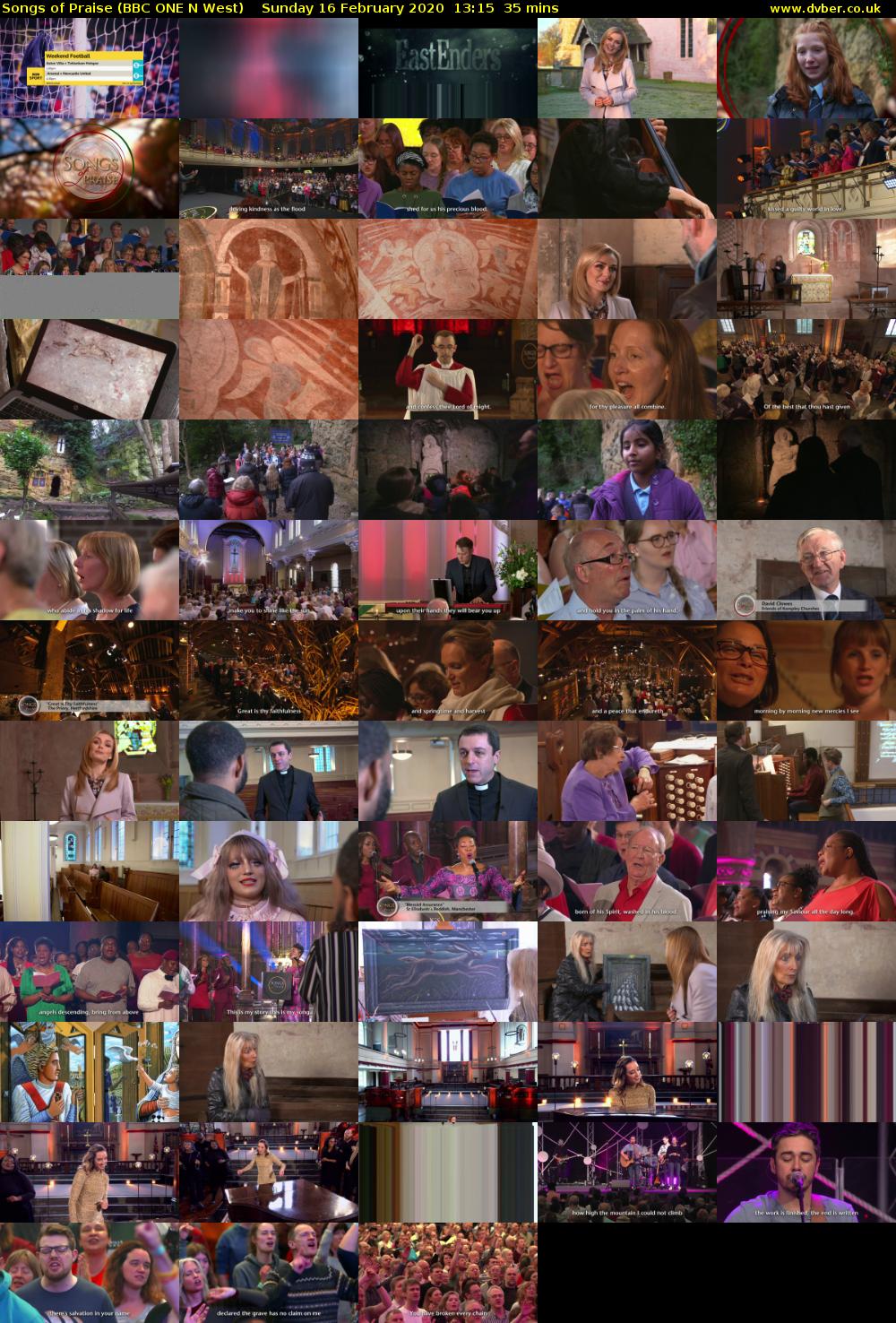 Songs of Praise (BBC ONE N West) Sunday 16 February 2020 13:15 - 13:50