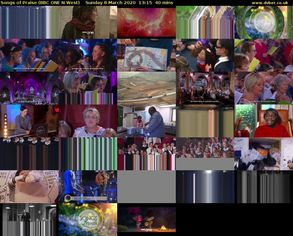 Songs of Praise (BBC ONE N West) Sunday 8 March 2020 13:15 - 13:55