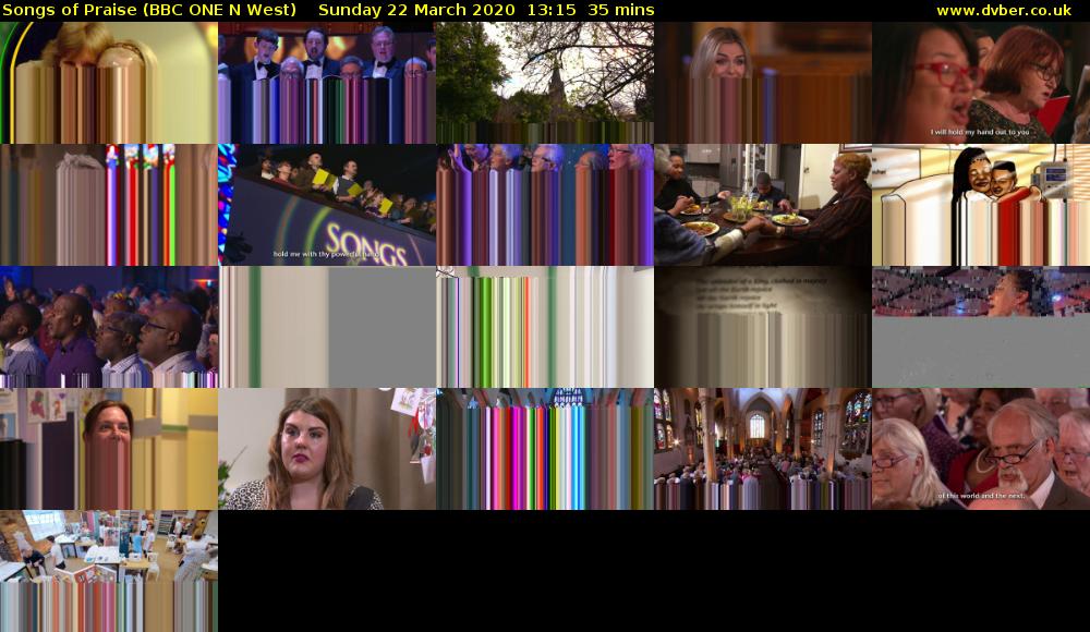 Songs of Praise (BBC ONE N West) Sunday 22 March 2020 13:15 - 13:50