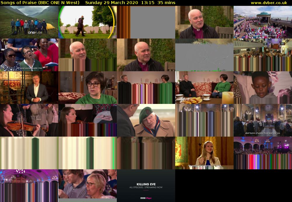 Songs of Praise (BBC ONE N West) Sunday 29 March 2020 13:15 - 13:50