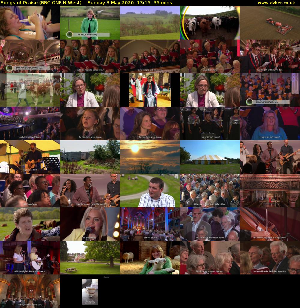 Songs of Praise (BBC ONE N West) Sunday 3 May 2020 13:15 - 13:50