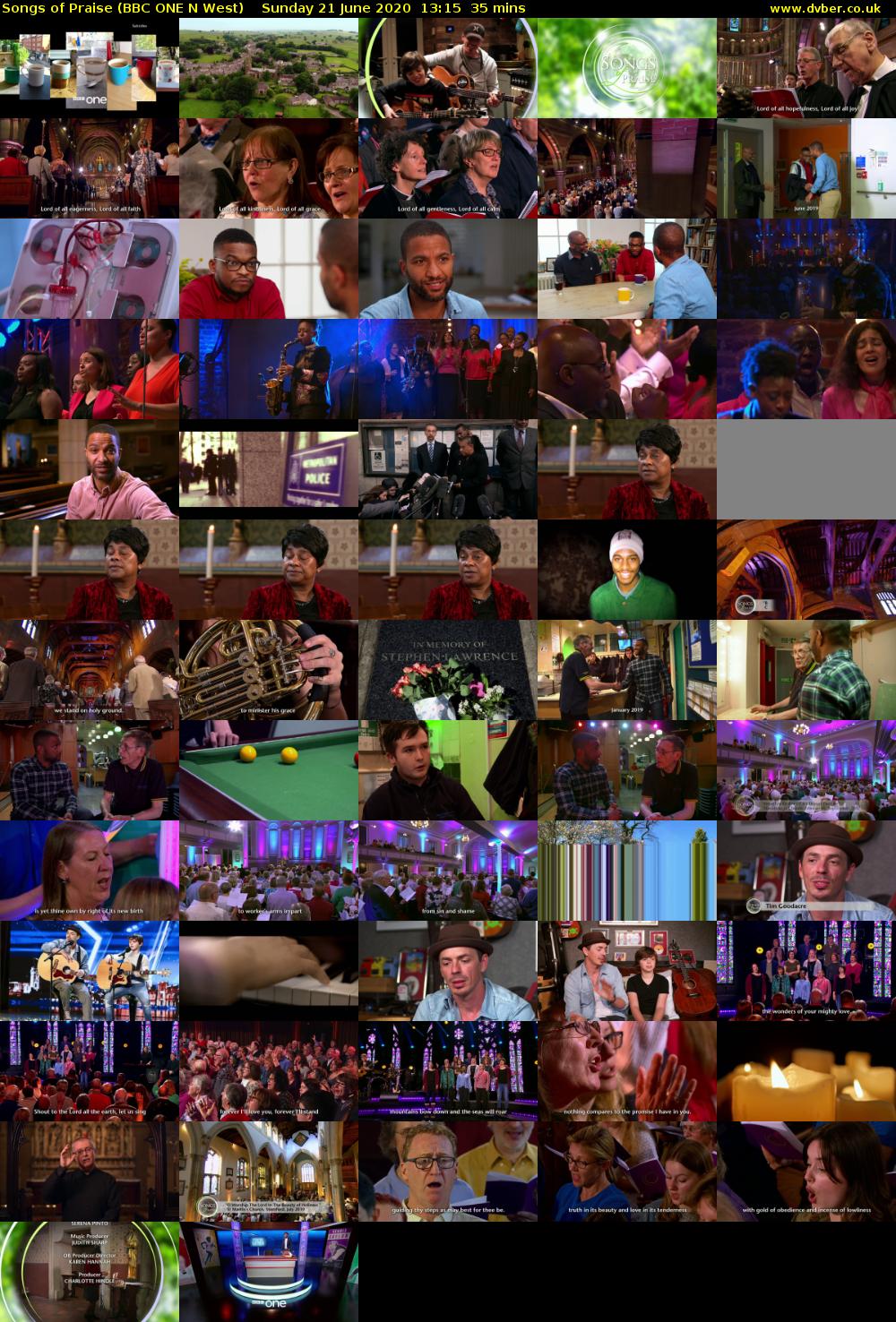 Songs of Praise (BBC ONE N West) Sunday 21 June 2020 13:15 - 13:50
