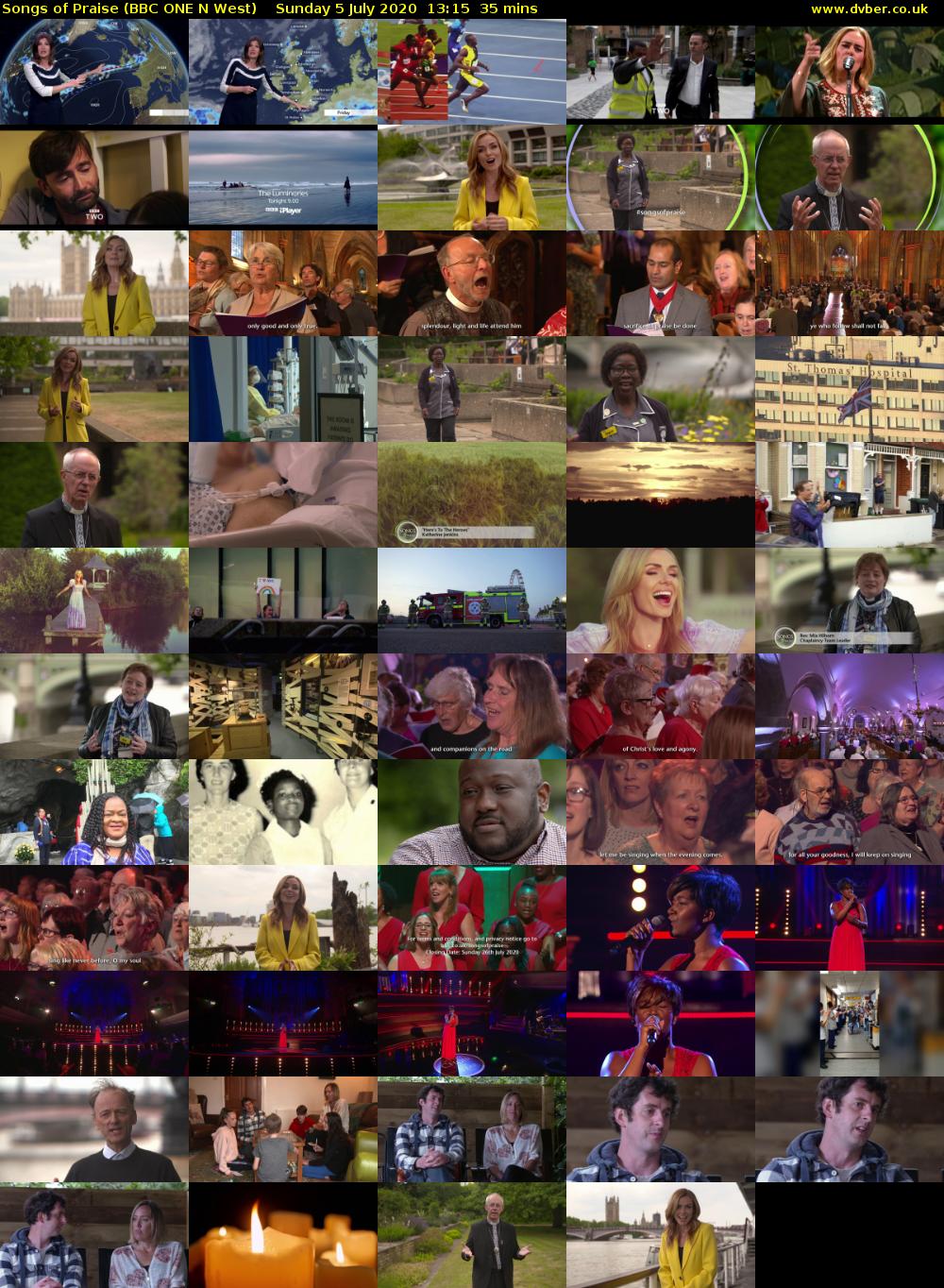 Songs of Praise (BBC ONE N West) Sunday 5 July 2020 13:15 - 13:50