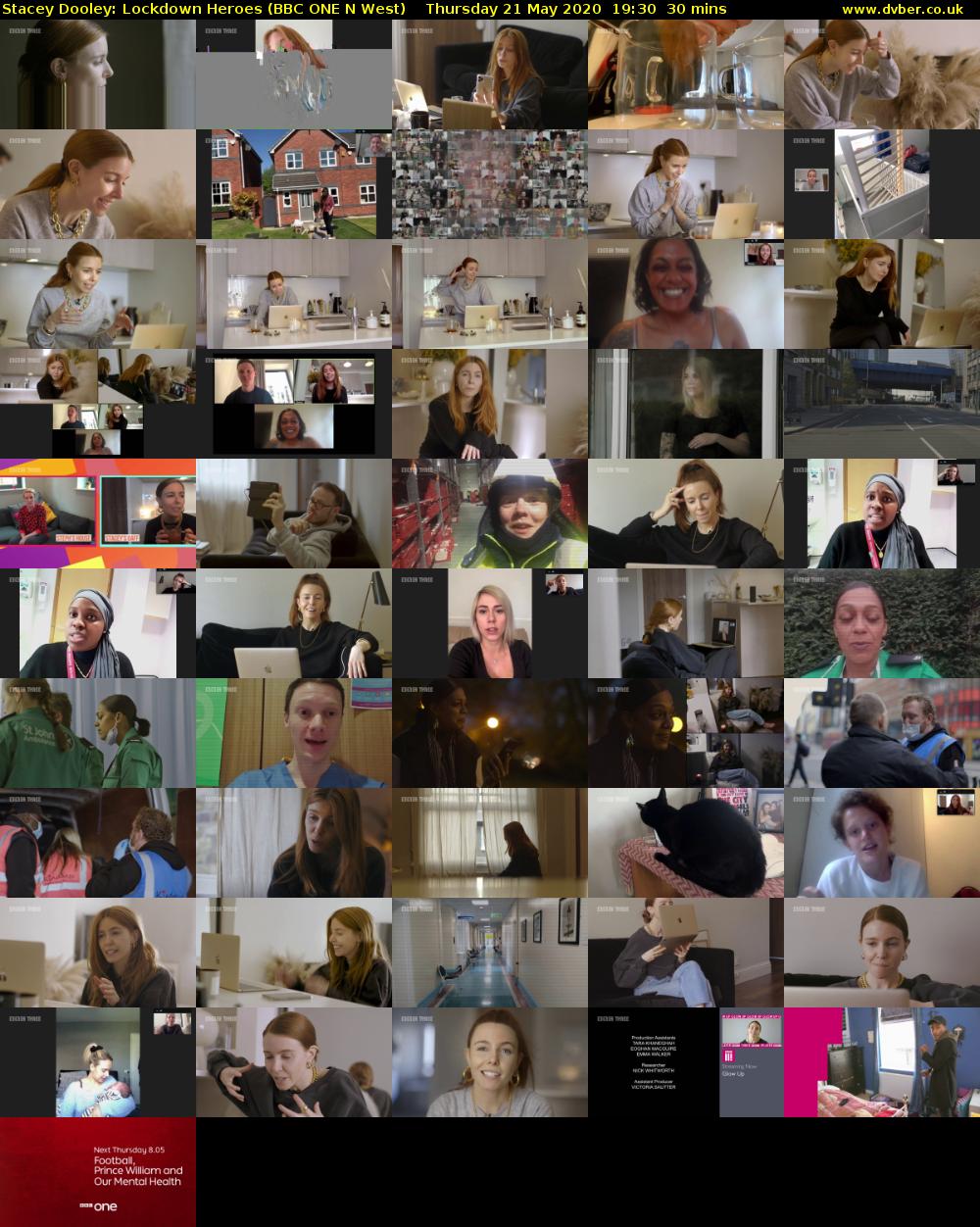 Stacey Dooley: Lockdown Heroes (BBC ONE N West) Thursday 21 May 2020 19:30 - 20:00