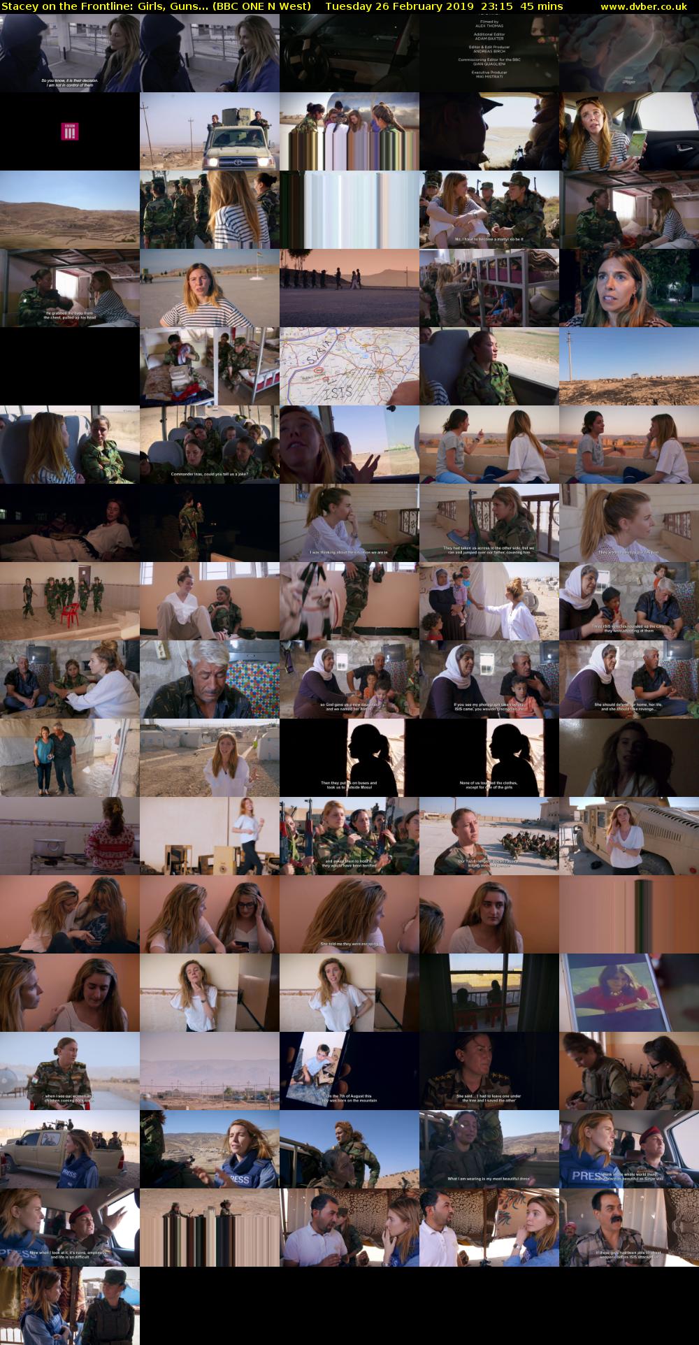 Stacey on the Frontline: Girls, Guns... (BBC ONE N West) Tuesday 26 February 2019 23:15 - 00:00
