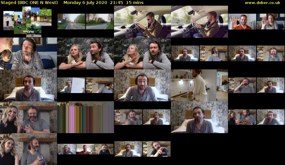 Staged (BBC ONE N West) Monday 6 July 2020 21:45 - 22:00