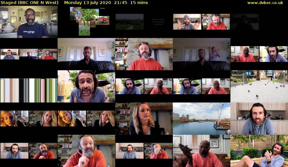 Staged (BBC ONE N West) Monday 13 July 2020 21:45 - 22:00