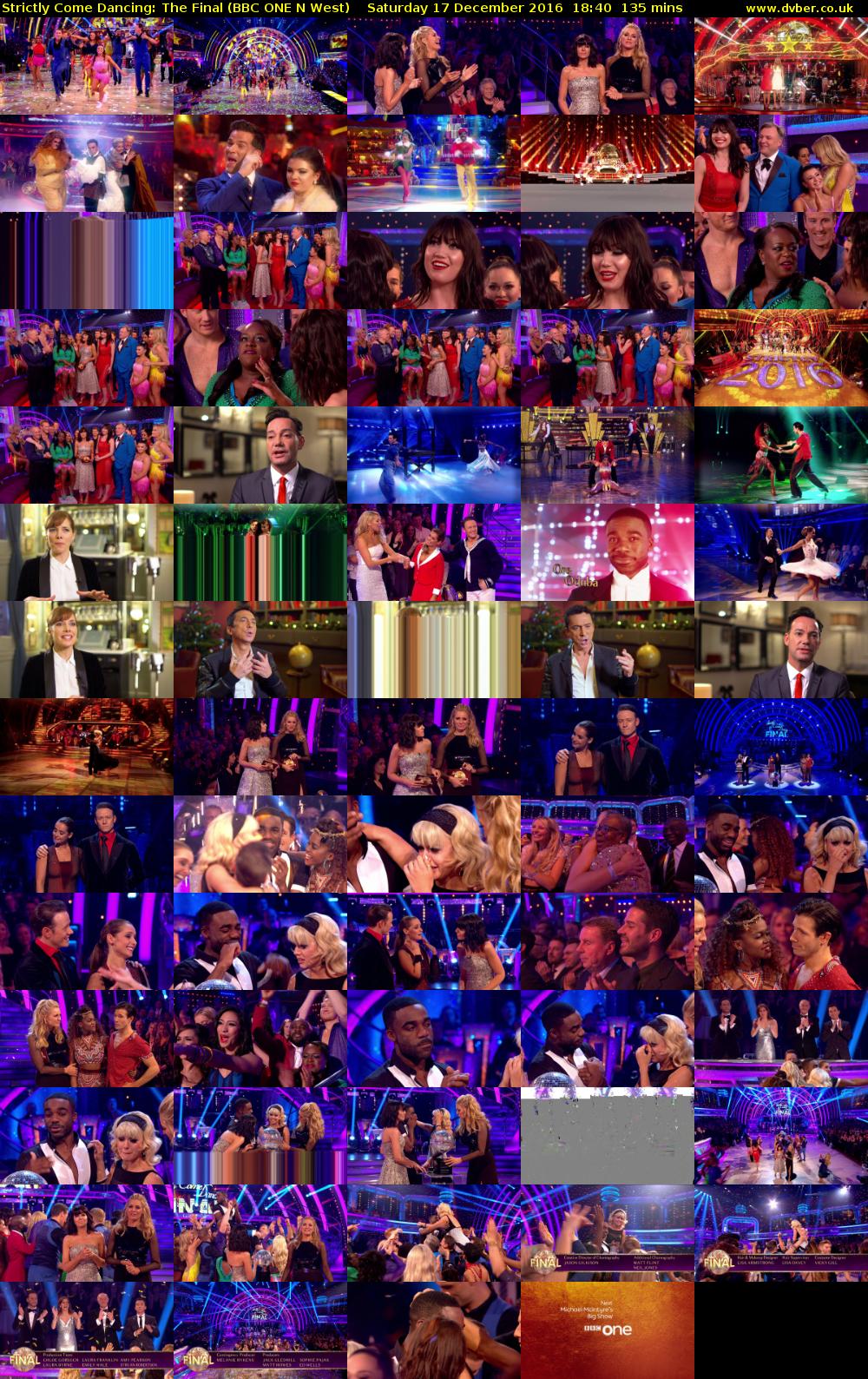 Strictly Come Dancing: The Final (BBC ONE N West) Saturday 17 December 2016 18:40 - 20:55