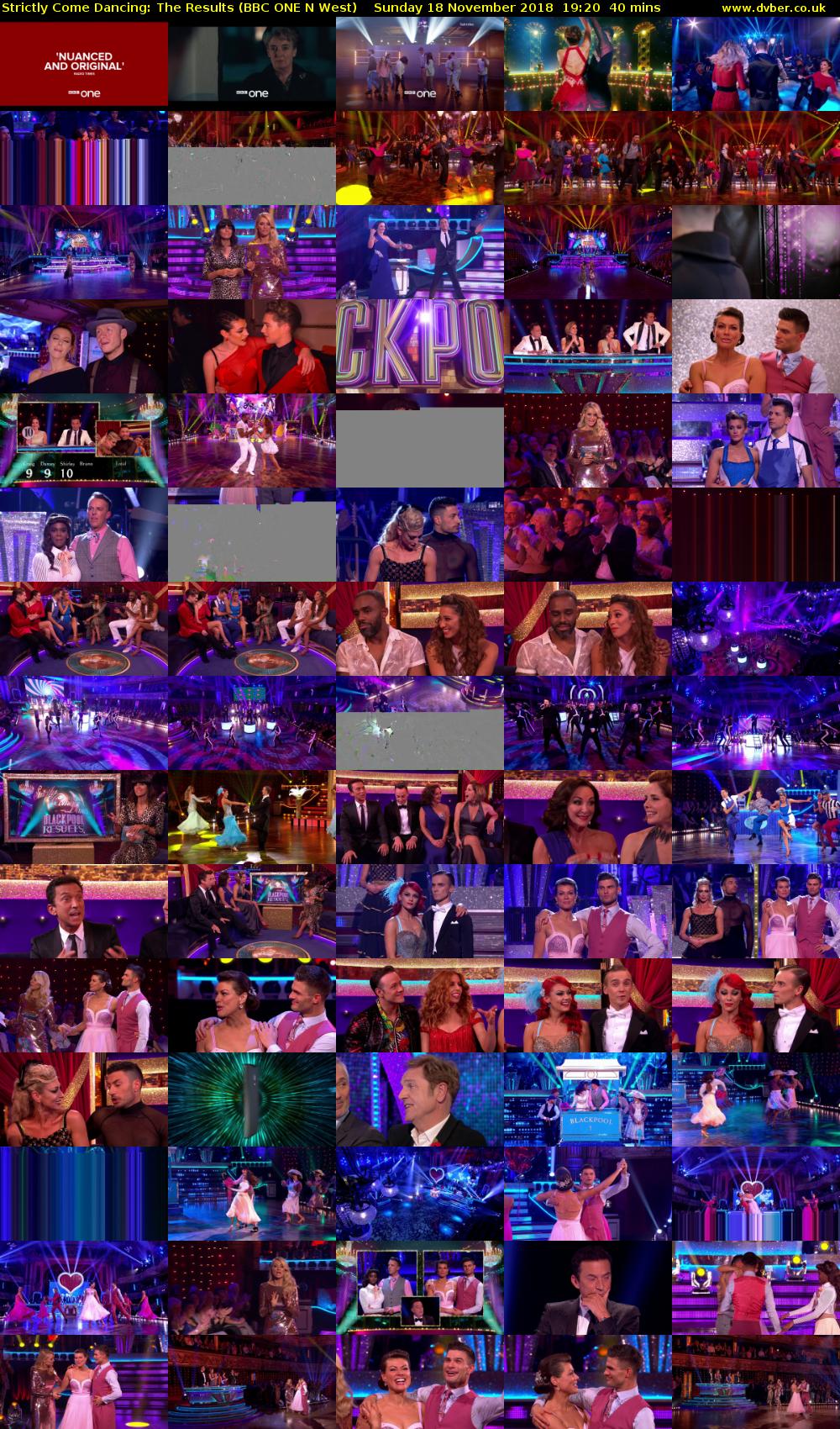 Strictly Come Dancing: The Results (BBC ONE N West) Sunday 18 November 2018 19:20 - 20:00